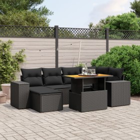 7-teiliges Garten-Essset und schwarze Kissen aus synthetischem Rattan von , Gartensets - Ref: Foro24-3275925, Preis: 502,17 €...