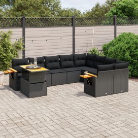 Gartensofa-Set 10-teilig mit schwarzen synthetischen Rattankissen von , Gartensets - Ref: Foro24-3273680, Preis: 649,77 €, Ra...