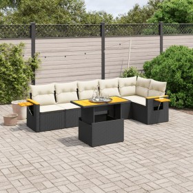 7-teiliges Garten-Essset und schwarze Kissen aus synthetischem Rattan von , Gartensets - Ref: Foro24-3273527, Preis: 521,74 €...