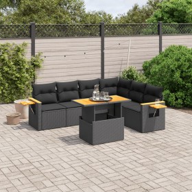 7-teiliges Garten-Essset und schwarze Kissen aus synthetischem Rattan von , Gartensets - Ref: Foro24-3273533, Preis: 501,05 €...