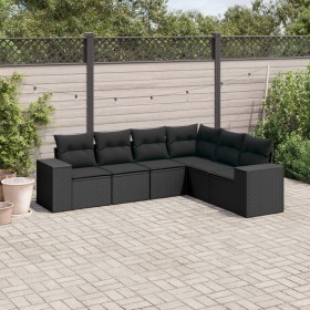 6-teiliges Gartensofa-Set und schwarze synthetische Rattankissen von , Gartensets - Ref: Foro24-3254942, Preis: 458,99 €, Rab...