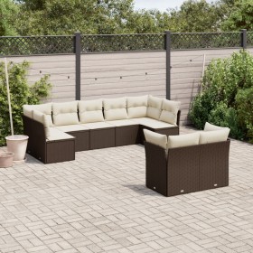 9-teiliges Gartensofa-Set und braune synthetische Rattankissen von , Gartensets - Ref: Foro24-3249992, Preis: 585,74 €, Rabat...