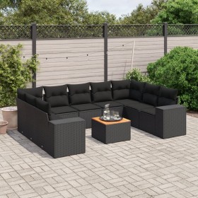 Set de sofás de jardín 10 pzas cojines ratán sintético negro de , Conjuntos de jardín - Ref: Foro24-3257917, Precio: 706,99 €...