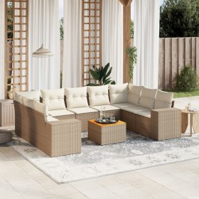 Gartensofa-Set mit beigen Kissen, 10-teilig, synthetisches Rattan von , Gartensets - Ref: Foro24-3257920, Preis: 863,38 €, Ra...