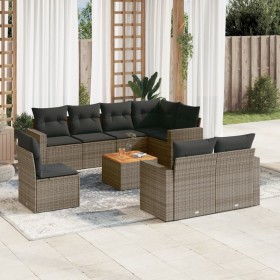 9-teiliges Gartenmöbel-Set und graue synthetische Rattankissen von , Gartensets - Ref: Foro24-3256494, Preis: 594,00 €, Rabat...