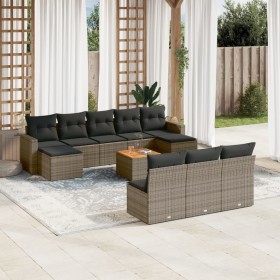 11-teiliges Gartensofa-Set und graue synthetische Rattankissen von , Gartensets - Ref: Foro24-3256662, Preis: 671,77 €, Rabat...