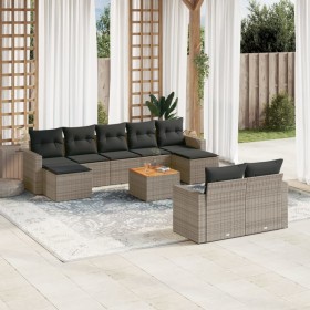 Set de sofás de jardín 10 pzas con cojines ratán sintético gris de , Conjuntos de jardín - Ref: Foro24-3256669, Precio: 739,9...