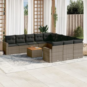 12-teiliges Gartensofa-Set mit grauen synthetischen Rattankissen von , Gartensets - Ref: Foro24-3256683, Preis: 844,87 €, Rab...