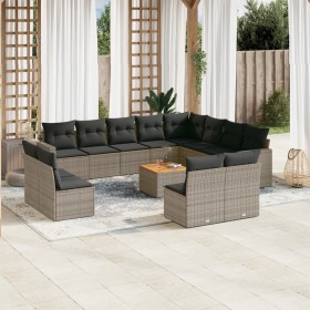 Gartensofa-Set mit Kissen, 13-teilig, graues synthetisches Rattan von , Gartensets - Ref: Foro24-3256704, Preis: 838,99 €, Ra...