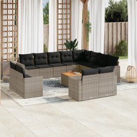 Garden sofa set with cushions 13 pieces gray synthetic rattan by , Garden sets - Ref: Foro24-3256725, Price: 1,00 €, Discount: %