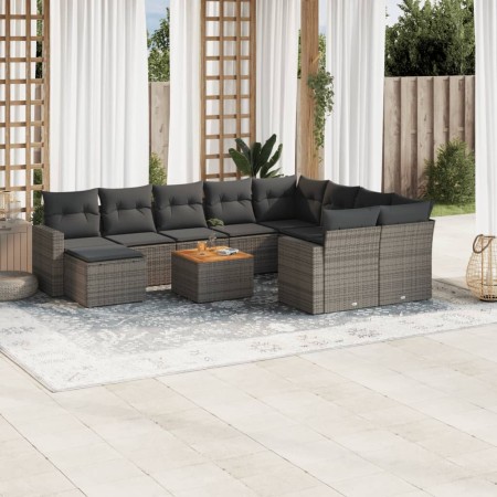 11-piece garden sofa set and gray synthetic rattan cushions by , Garden sets - Ref: Foro24-3256746, Price: 732,41 €, Discount: %