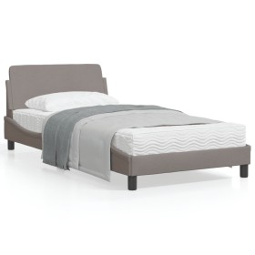 Bed frame with headboard in taupe gray fabric 100x200 cm by , Beds and slatted bases - Ref: Foro24-373129, Price: 108,33 €, D...