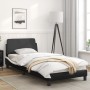 Bed frame with black and white synthetic leather headboard by , Beds and slatted bases - Ref: Foro24-373103, Price: 106,96 €,...