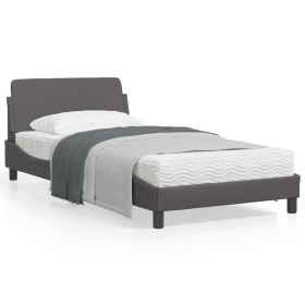 Estructura de cama con cabecero cuero sintético gris 100x200 cm de , Camas y somieres - Ref: Foro24-373141, Precio: 115,87 €,...