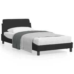 Bed frame with black velvet headboard 100x200 cm by , Beds and slatted bases - Ref: Foro24-373134, Price: 106,99 €, Discount: %