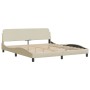 Bed frame with cream fabric headboard 180x200 cm by , Beds and slatted bases - Ref: Foro24-373230, Price: 182,20 €, Discount: %