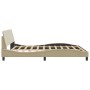 Bed frame with cream fabric headboard 180x200 cm by , Beds and slatted bases - Ref: Foro24-373230, Price: 182,20 €, Discount: %