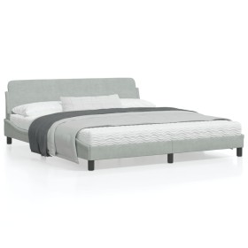 Light gray velvet bed frame with headboard 180x200cm by , Beds and slatted bases - Ref: Foro24-373232, Price: 155,99 €, Disco...