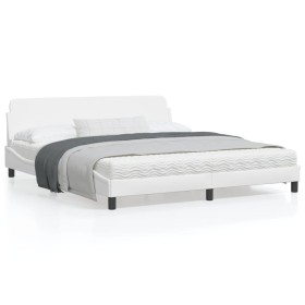 White synthetic leather headboard bed frame 180x200 cm by , Beds and slatted bases - Ref: Foro24-373239, Price: 171,84 €, Dis...