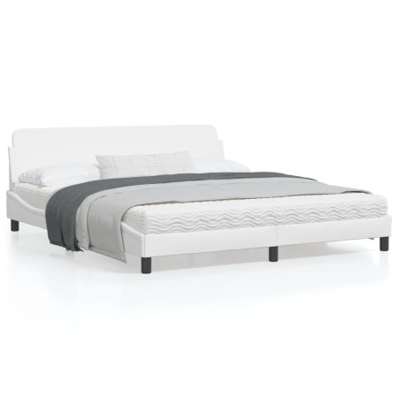 White synthetic leather headboard bed frame 180x200 cm by , Beds and slatted bases - Ref: Foro24-373239, Price: 171,24 €, Dis...