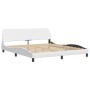 Estructura de cama cabecero cuero sintético blanco 180x200 cm de , Camas y somieres - Ref: Foro24-373239, Precio: 171,84 €, D...