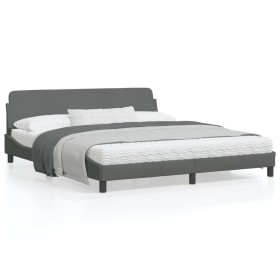 Bed frame with headboard dark gray fabric 180x200 cm by , Beds and slatted bases - Ref: Foro24-373226, Price: 146,81 €, Disco...