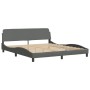 Bed frame with headboard dark gray fabric 180x200 cm by , Beds and slatted bases - Ref: Foro24-373226, Price: 146,99 €, Disco...