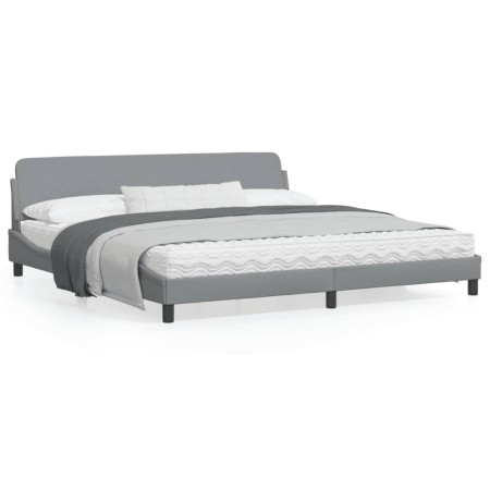 Light gray fabric bed frame with headboard 200x200 cm by , Beds and slatted bases - Ref: Foro24-373245, Price: 164,99 €, Disc...