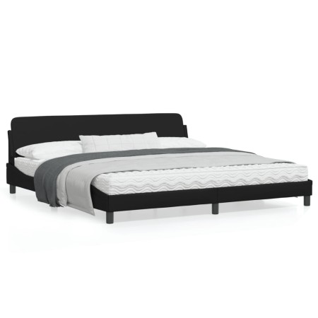 Bed frame with headboard black synthetic leather 200x200cm by , Beds and slatted bases - Ref: Foro24-373258, Price: 162,60 €,...