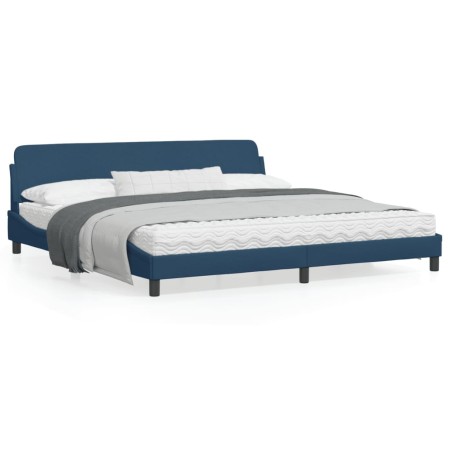 Estructura de cama con cabecero de tela azul 200x200 cm de , Camas y somieres - Ref: Foro24-373251, Precio: 164,14 €, Descuen...