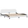 Estructura de cama con cabecero cuero sintético blanco y negro de , Camas y somieres - Ref: Foro24-373264, Precio: 164,25 €, ...