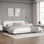 Bed frame with black and white synthetic leather headboard by , Beds and slatted bases - Ref: Foro24-373264, Price: 164,25 €,...