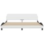 Bed frame with black and white synthetic leather headboard by , Beds and slatted bases - Ref: Foro24-373264, Price: 164,25 €,...