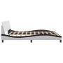 Bed frame with black and white synthetic leather headboard by , Beds and slatted bases - Ref: Foro24-373264, Price: 164,25 €,...