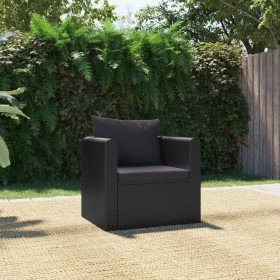 Sillón con cojines de ratán sintético negro de vidaXL, Sofás modulares de exterior - Ref: Foro24-46555, Precio: 107,99 €, Des...