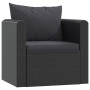 Sillón con cojines de ratán sintético negro de vidaXL, Sofás modulares de exterior - Ref: Foro24-46555, Precio: 123,12 €, Des...