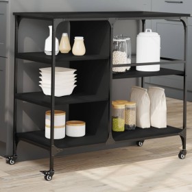 Black Engineered Wood Kitchen Cart 100x45x89.5cm by , Kitchen and dining carts - Ref: Foro24-842381, Price: 112,99 €, Discoun...