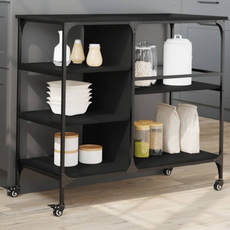 Black Engineered Wood Kitchen Cart 100x45x89.5cm by , Kitchen and dining carts - Ref: Foro24-842381, Price: 113,38 €, Discoun...