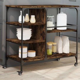 Smoked oak engineered wood kitchen cart 100x45x89.5cm by , Kitchen and dining carts - Ref: Foro24-842383, Price: 97,78 €, Dis...