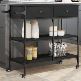 Carrito de cocina de madera de ingeniería negro 105x42x95 cm de , Carros de cocina y comedor - Ref: Foro24-842376, Precio: 13...