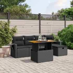 6-teiliges Gartensofa-Set und schwarze synthetische Rattankissen von , Gartensets - Ref: Foro24-3275694, Preis: 405,24 €, Rab...