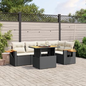 6-teiliges Gartensofa-Set und schwarze synthetische Rattankissen von , Gartensets - Ref: Foro24-3271742, Preis: 440,09 €, Rab...