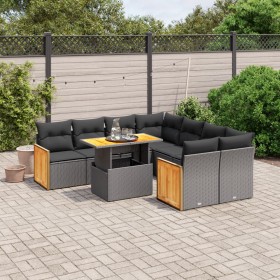 8-teiliges Gartensofa-Set und schwarze synthetische Rattankissen von , Gartensets - Ref: Foro24-3273883, Preis: 621,21 €, Rab...