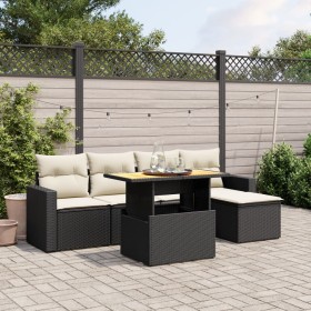 6-teiliges Gartensofa-Set und schwarze synthetische Rattankissen von , Gartensets - Ref: Foro24-3271287, Preis: 410,59 €, Rab...