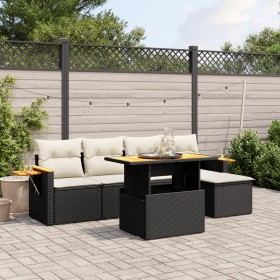 6-piece garden sofa set and black synthetic rattan cushions by , Garden sets - Ref: Foro24-3271728, Price: 394,08 €, Discount: %