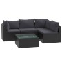 5-teiliges Gartenmöbel-Set und schwarze synthetische Rattankissen von vidaXL, Modulare Sofas für den Außenbereich - Ref: Foro...