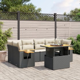 7-teiliges Garten-Essset und schwarze Kissen aus synthetischem Rattan von , Gartensets - Ref: Foro24-3271651, Preis: 512,07 €...