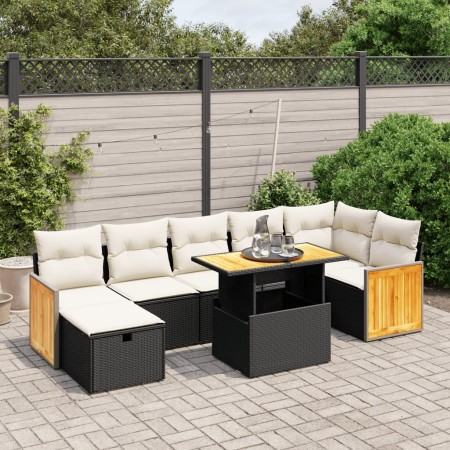 8-teiliges Gartensofa-Set und schwarze synthetische Rattankissen von , Gartensets - Ref: Foro24-3276255, Preis: 552,28 €, Rab...