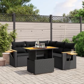 6-teiliges Gartensofa-Set und schwarze synthetische Rattankissen von , Gartensets - Ref: Foro24-3273512, Preis: 429,43 €, Rab...