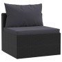 5-teiliges Gartenmöbel-Set und schwarze synthetische Rattankissen von vidaXL, Modulare Sofas für den Außenbereich - Ref: Foro...